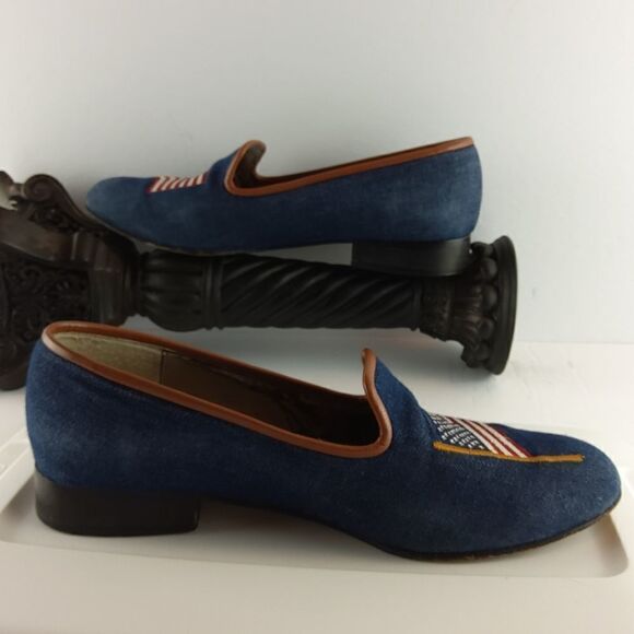 Ros Hommerson denim and leather flag loafers - Picture 4 of 17